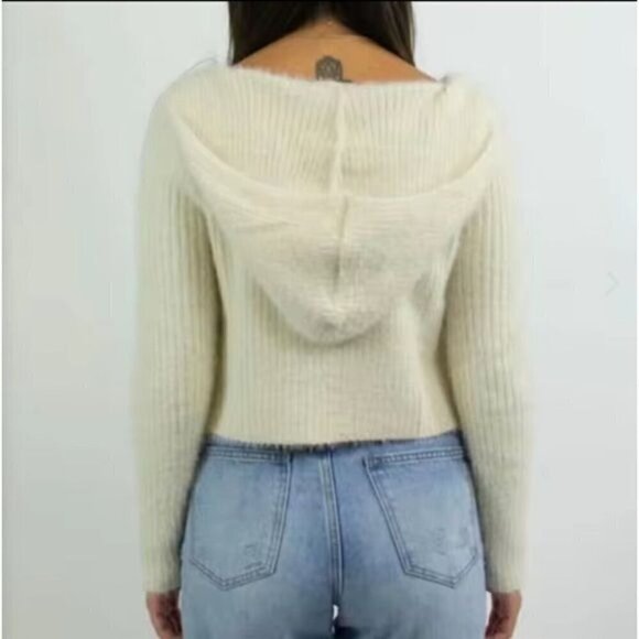 fornia los angeles Tops - Fornia los angeles crop ivory hoodie sweatshirt size small